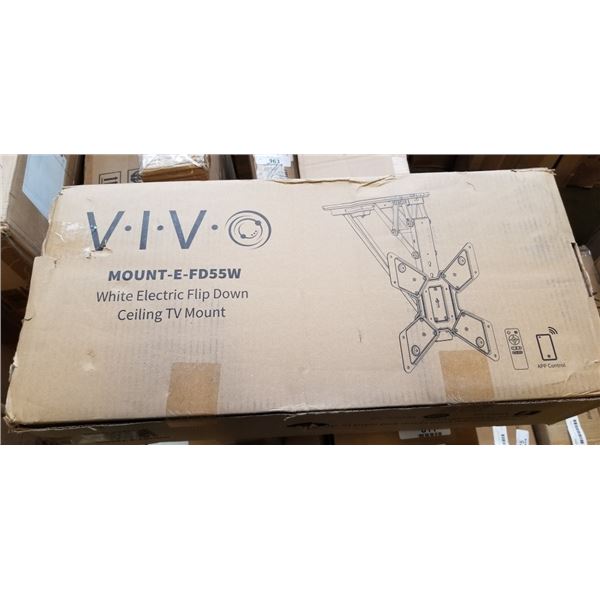VIVO WHITE ELECTRIC FLIP DOWN CEILING TV  MOUNT