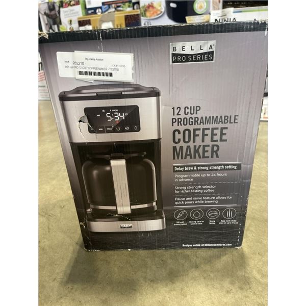 BELLA PRO 12 CUP COFFEE MAKER - TESTED WORKING, RETAIL $99