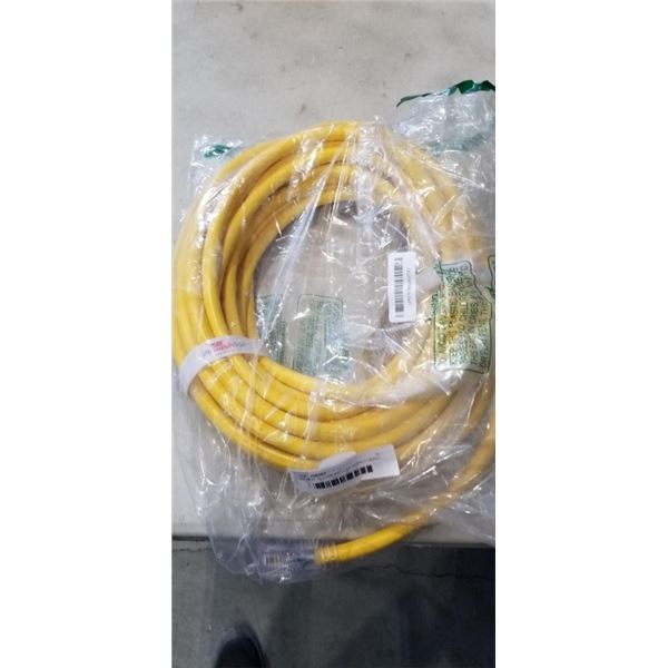 AS NEW YELLOW 50FT LIFE SUPPLY HEAVY DUTY INDOOR OUTDOOR 3 WIRE GROUNDED LIGHTED EXTENSION, 10AWG