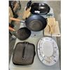 Image 1 : LOT OF KITCHEN ITEMS - SAUTEE PANS, KNIFES, SERVING PLATTERS, GRILL, ETC