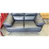 Image 3 : BLACKLEATHER LOVESEAT WITH CHROME LEGS