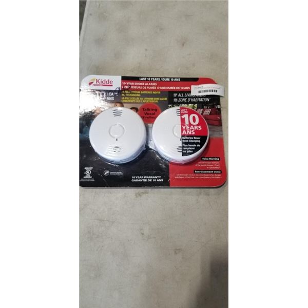 AS NEW 2 PACK OF  KIDDE 10 YEAR SMOKE ALARMS