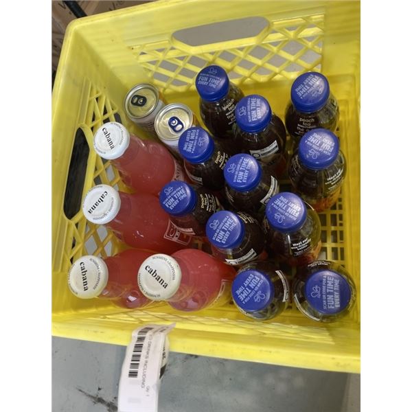 CRATE OF ASSORTED DRINKS INCLUDING SNAPPLE, CABANA
