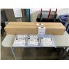 Image 1 : 2 NEW SHOWER RODS (ONE BRONZE, ONE BLACK) WITH 3 BLUE SHOWER CURTAINS
