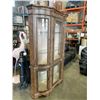 Image 2 : 2 PIECE ORNATELY PAINTED DISPLAY CABINET WITH BOWED GLASS DOORS