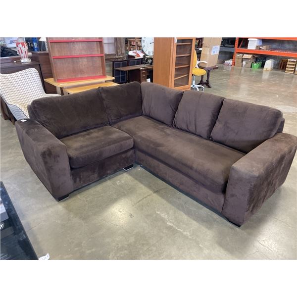 2 PIECE COUCH POTATO BROWN FABRIC SECTIONAL SOFA