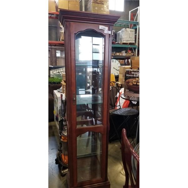6FT CURIO DISPLAY CABINET WITH GLASS SHELVES, ILLUMINATED