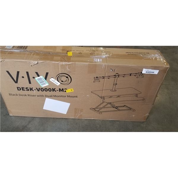 VIVO BLACK DESK RISER WITH DUAL MONITOR MOUNT