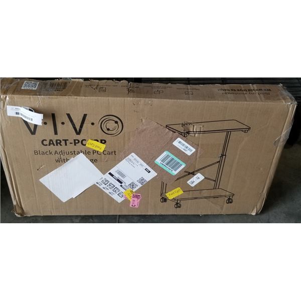 VIVO BLACK ADJUSTABLE PC CART WITH  STORAGE