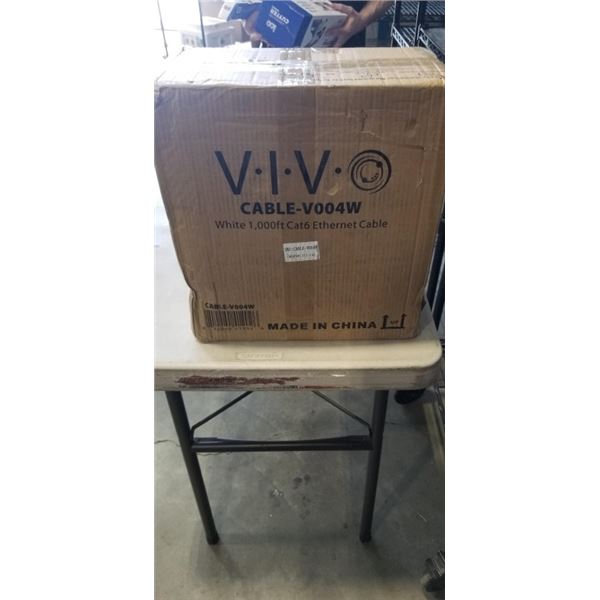 NEW ROLL OF VIVO WHITE 1000FT CAT6 ETHERNET CABLE