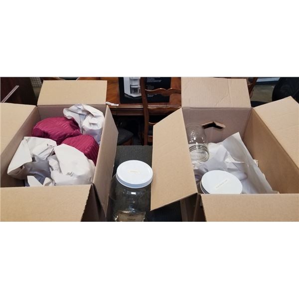 2 BOXES OF KOMBUCHA BOTTLES AND OTHER GLASSWARE