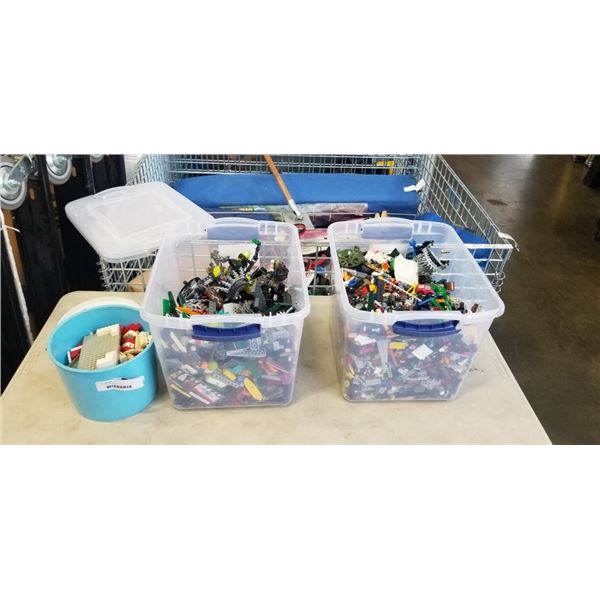 2 TOTES AND TUB OF LEGO