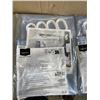 Image 2 : 2 NEW SHOWER RODS (ONE BRONZE, ONE BLACK) WITH 3 BLUE SHOWER CURTAINS