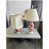 Image 1 : PAIR OF ANTIQUE COLORED GLASS TABLE LAMPS