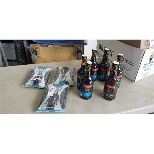 5 BOTTLES SESAME OIL AND 1 BOTTLE GOLDEN DRAGON BLACK PEPPER SAUCE AND 3 LE PRO DELUXE ALL PURPOSE C