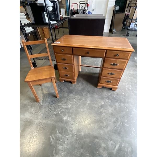 VINTAGE SOLID WOOD DESK W/ CHAIR