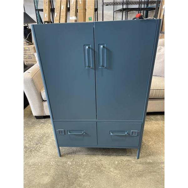 BLUE METAL STORAGE  UNIT WITH SHELFS