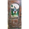 Image 2 : VINTAGE HAND CRAFTED AND CARVED STAIN GLASS TILE INLAY 2 DOOR CABINET