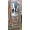 Image 3 : VINTAGE HAND CRAFTED AND CARVED STAIN GLASS TILE INLAY 2 DOOR CABINET