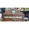 Image 4 : VINTAGE HAND CRAFTED AND CARVED STAIN GLASS TILE INLAY 2 DOOR CABINET