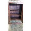 Image 5 : VINTAGE HAND CRAFTED AND CARVED STAIN GLASS TILE INLAY 2 DOOR CABINET