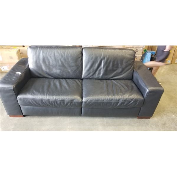 NATUZZI BLACK LEATHER SOFA - GOOD CONDITION