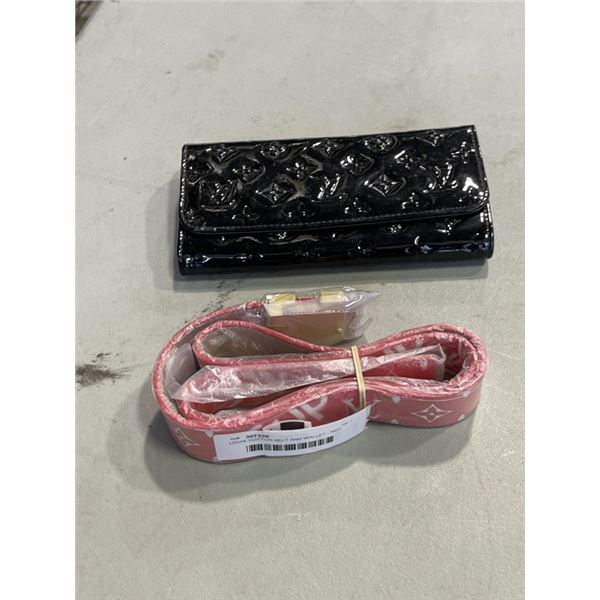 LOUIS VUITTON BELT AND WALLET - NOT AUTHENTICATED, UNKNOWN