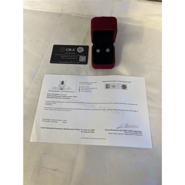 2.00 CT GRA CERTIFIED ROUND BRILLIANT CUT MOISSANITE STONE VVS INTENSE GREENISH BLUE COLOR SET IN 6 