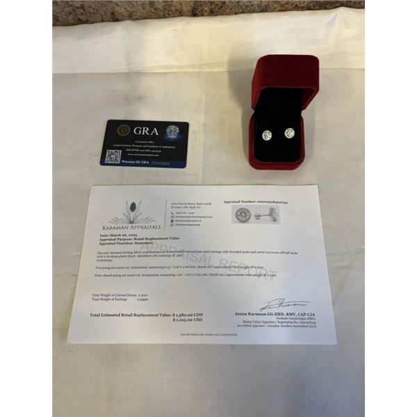 2.00 CT GRA CERTIFIED ROUND BRILLIANT CUT MOISSANITE STONES VVS D COLOR WITH 40 ROUND BRILLIANT CUT 