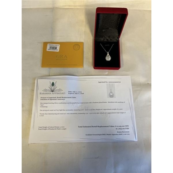 3.00 CT GRA CERTIFIED ROUND BRILLIANT CUT MOISSANITE STONE VVS D COLOR WITH 24 ROUND BRILLIANT CUT C