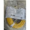 Image 2 : AS NEW YELLOW 100FT 3 OUTLET LIFE SUPPLY HEAVY DUTY INDOOR OUTDOOR3 WIRE GROUNDED LIGHTED EXTENSION,