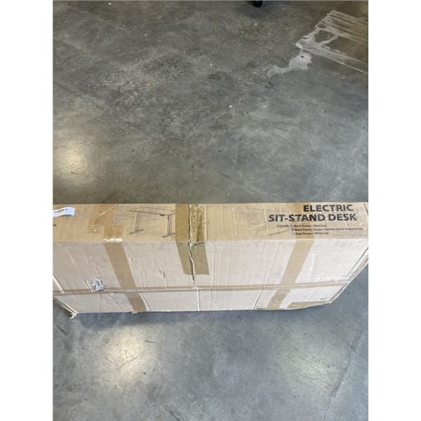 TECHORBITS ELECTRIC SIT TO STAND BLACK FRAME WITH WOOD BUTCHER BLOCK TEXTURE