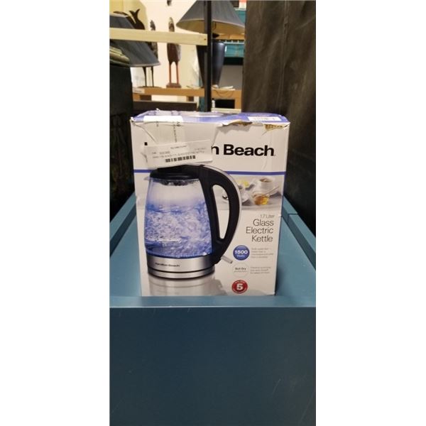 HAMILTON BEACH 1.7L GLASS ELECTRIC KETTLE - TESTED WORKING