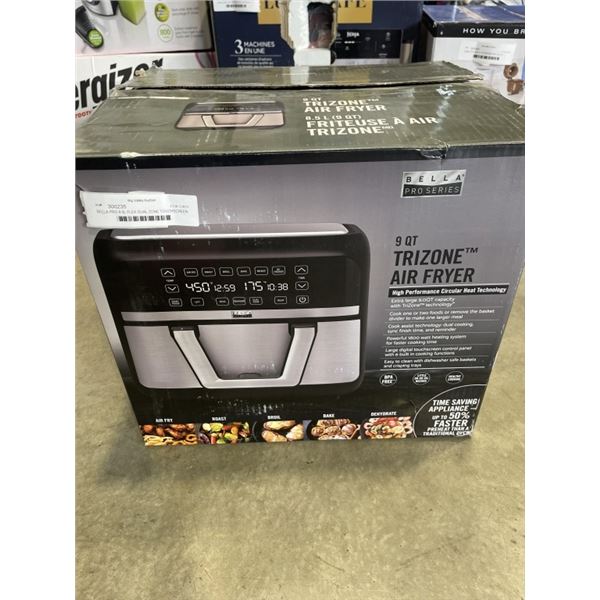 BELLA PRO 8.5L FLEX DUAL ZONE TOUCHSCREEN AIR FRYER - TESTED WORKING, RETAIL $349