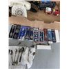 Image 3 : TRAY OF VINTAGE COLLECTIBLES, ROTARY PHONE, TRAIN, PULLEY