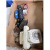Image 4 : TRAY OF VINTAGE COLLECTIBLES, ROTARY PHONE, TRAIN, PULLEY
