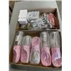 Image 1 : TRAY OF NEW CORNER BRACKETS, GLASS CAR BREAKERS, TEA STRAINERS, AND TRAY OF DOG WATER BOTTLE BOWLS