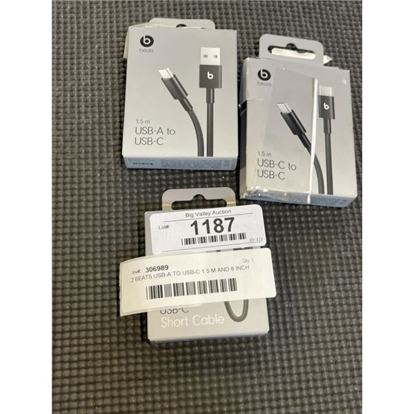 2 BEATS USB-A TO USB-C 1.5 M AND 8 INCH AND 1 1.5M USB-C TO USB-C