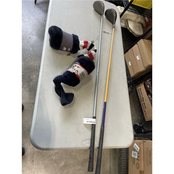 TITLEIST AND CALLAWAY GOLF DRIVERS WITH HEAD COVERS