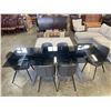 Image 4 : MODERN END EXTENSION TABLE, GLASS TOP, METAL BASE. 64" LONG, 36" WIDE, 30" TALL SIDE