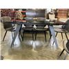 Image 6 : MODERN END EXTENSION TABLE, GLASS TOP, METAL BASE. 64" LONG, 36" WIDE, 30" TALL SIDE