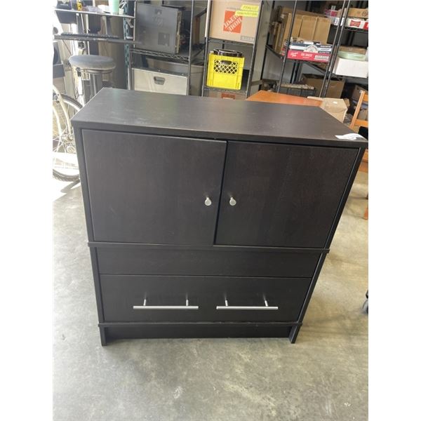 BLACK 2 DOOR AND 1 DRAWER CUPBOARD