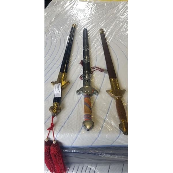 3 CHINESE MARTIAL ART SWORDS