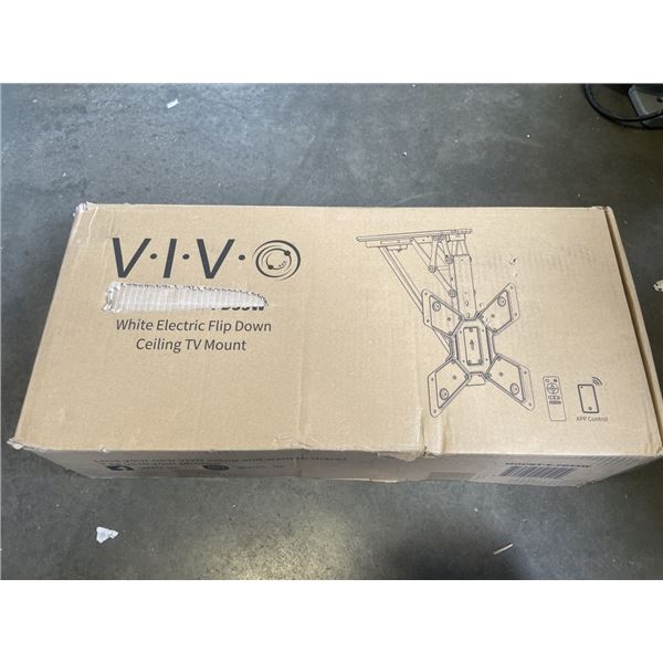 VIVO WHITE ELECTRIC FLIP DOWN CEILING TV  MOUNT