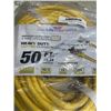 Image 1 : AS NEW YELLOW 50FT LIFE SUPPLY HEAVY DUTY INDOOR OUTDOOR3 WIRE GROUNDED LIGHTED EXTENSION, 10AWG