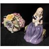 Image 1 : Royal Doulton Figurine ‘Amanda’ and Adderley Floral Bone China Arrangement