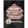 Image 1 : Mason’s Vista Ironstone Soup Tureen with Lid, 8 Soup Bowls/Plates and Ladle