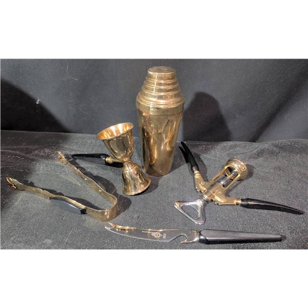 Baranette Gold-Toned Bar Set with Accessories in Original Case