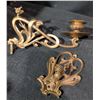 Image 4 : Brass Wall-Mounted Candle Holders with Decorative Pierced Brass Plate