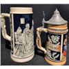 Image 2 : Vintage German Beer Steins w/ Pewter Lid & Vogue Playing Cards